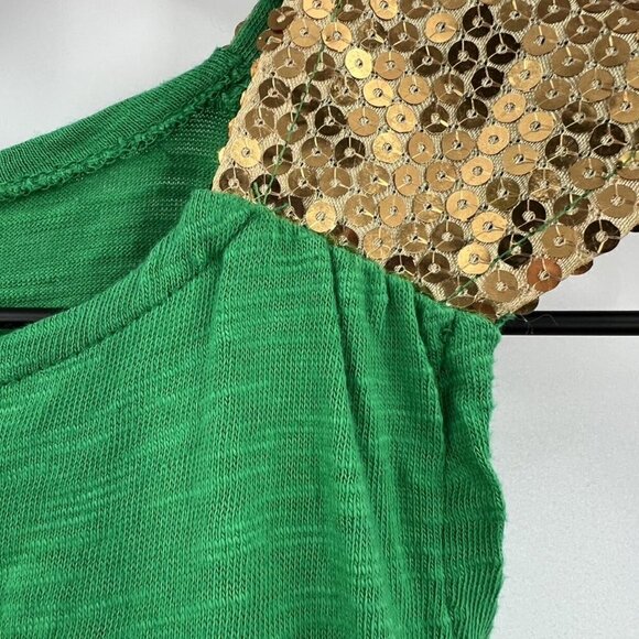 Joyfolie Green Knit Gold Sequin Dress - Picture 6 of 7